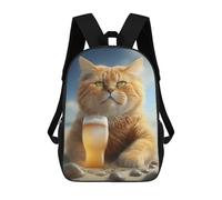 sinyumoney Mochilas Para Niños 17inch Mochila Cat Drinking Beer Mochila Impresa En 3D Para La Escuela Mochila De Moda Mochilas De Viaje Mochilas Escolares Para La Escuela O Para Viajar