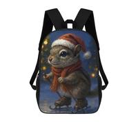 sinyumoney Mochilas Para Niños 17inch Mochila Christmas Squirrel on Ice Skates Mochila Impresa En 3D Para La Escuela Mochila De Moda Mochilas De Viaje Mochilas Escolares Para La Escuela O Para Viajar
