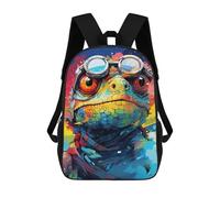 sinyumoney Mochilas Para Niños 17inch Mochila Colorful Lizard with Goggles Mochila Impresa En 3D Para La Escuela Mochila De Moda Mochilas De Viaje Mochilas Escolares Para La Escuela O Para Viajar