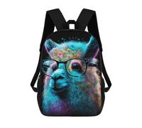 sinyumoney Mochilas Para Niños 17inch Mochila Colorful Llama with Glasses Mochila Impresa En 3D Para La Escuela Mochila De Moda Mochilas De Viaje Mochilas Escolares Para La Escuela O Para Viajar