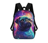 sinyumoney Mochilas Para Niños 17inch Mochila Colorful Pug in Space Artwork Mochila Impresa En 3D Para La Escuela Mochila De Moda Mochilas De Viaje Mochilas Escolares Para La Escuela O Para Viajar