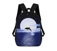 sinyumoney Mochilas Para Niños 17inch Mochila Dolphin over The Moon Mochila Impresa En 3D Para La Escuela Mochila De Moda Mochilas De Viaje Mochilas Escolares Para La Escuela O Para Viajar