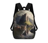 sinyumoney Mochilas Para Niños 17inch Mochila Fantasy Cat Castle Reflection Mochila Impresa En 3D Para La Escuela Mochila De Moda Mochilas De Viaje Mochilas Escolares Para La Escuela O Para Viajar