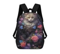 sinyumoney Mochilas Para Niños 17inch Mochila Fantasy Cat with Flowers -2 Mochila Impresa En 3D Para La Escuela Mochila De Moda Mochilas De Viaje Mochilas Escolares Para La Escuela O Para Viajar