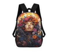 sinyumoney Mochilas Para Niños 17inch Mochila Floral Fantasy Portrait -1 Mochila Impresa En 3D Para La Escuela Mochila De Moda Mochilas De Viaje Mochilas Escolares Para La Escuela O Para Viajar