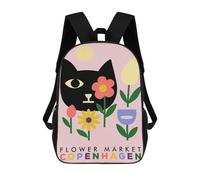 sinyumoney Mochilas Para Niños 17inch Mochila Flower Market Copenhagen Cat Art Mochila Impresa En 3D Para La Escuela Mochila De Moda Mochilas De Viaje Mochilas Escolares Para La Escuela O Para Viajar