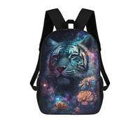 sinyumoney Mochilas Para Niños 17inch Mochila Galactic Tiger with Flowers Mochila Impresa En 3D Para La Escuela Mochila De Moda Mochilas De Viaje Mochilas Escolares Para La Escuela O Para Viajar