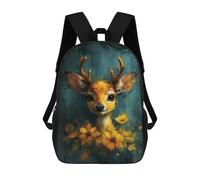 sinyumoney Mochilas Para Niños 17inch Mochila Golden Deer with Flowers Mochila Impresa En 3D Para La Escuela Mochila De Moda Mochilas De Viaje Mochilas Escolares Para La Escuela O Para Viajar