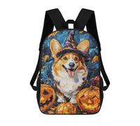 sinyumoney Mochilas Para Niños 17inch Mochila Halloween Corgi with Pumpkins-1 Mochila Impresa En 3D Para La Escuela Mochila De Moda Mochilas De Viaje Mochilas Escolares Para La Escuela O Para Viajar