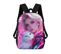 sinyumoney Mochilas Para Niños 17inch Mochila Neon Glow Cat Portrait Mochila Impresa En 3D Para La Escuela Mochila De Moda Mochilas De Viaje Mochilas Escolares Para La Escuela O Para Viajar