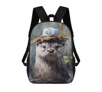 sinyumoney Mochilas Para Niños 17inch Mochila Otter with Crown Painting Mochila Impresa En 3D Para La Escuela Mochila De Moda Mochilas De Viaje Mochilas Escolares Para La Escuela O Para Viajar