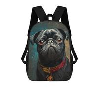 sinyumoney Mochilas Para Niños 17inch Mochila Painted Pug with Red Collar Mochila Impresa En 3D Para La Escuela Mochila De Moda Mochilas De Viaje Mochilas Escolares Para La Escuela O Para Viajar