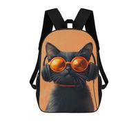 sinyumoney Mochilas Para Niños 17inch Mochila Stylish Cat with Headphones Mochila Impresa En 3D Para La Escuela Mochila De Moda Mochilas De Viaje Mochilas Escolares Para La Escuela O Para Viajar