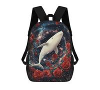 sinyumoney Mochilas Para Niños 17inch Mochila Whale in Space with Roses Mochila Impresa En 3D Para La Escuela Mochila De Moda Mochilas De Viaje Mochilas Escolares Para La Escuela O Para Viajar