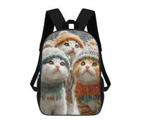 sinyumoney Mochilas Para Niños 17inch Mochila Winter Cats in Cozy Hats Mochila Impresa En 3D Para La Escuela Mochila De Moda Mochilas De Viaje Mochilas Escolares Para La Escuela O Para Viajar