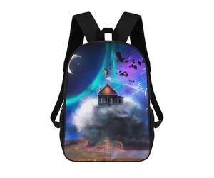 sinyumoney Mochilas Para Niños Astronaut's Floating House Mochila Escolar Impresa En 3D Para Niños Mochilas De Viaje De Moda Para Niños Estudiantes Escolares 17inch