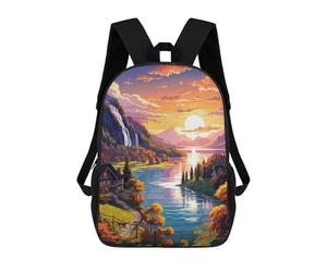 sinyumoney Mochilas Para Niños Autumnal Lake Sunset Mochila Escolar Impresa En 3D Mochila De Moda Mochilas Escolares De Viaje Para La Escuela O Viajes 17inch