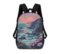 sinyumoney Mochilas Para Niños Big Sur California Pixel Mochila Escolar Mochila Para Niños Mochila De Viaje Mochilas Para Libros Mochila Impresa En 3D Para Niños Y Niñas 17inch