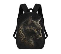 sinyumoney Mochilas Para Niños Black And Gold Cat Mochila Escolar Mochila Para Niños Mochila De Viaje Mochilas Para Libros Mochila Impresa En 3D Para Niños Y Niñas 17inch