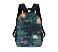 sinyumoney Mochilas Para Niños Black Cat in A Starry Pond Mochila Escolar Impresa En 3D Para Niños Mochilas De Viaje De Moda Para Niños Estudiantes Escolares 17inch
