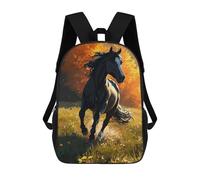 sinyumoney Mochilas Para Niños Black Horse Galloping in Autumn Meadow Mochila Escolar Impresa En 3D Para Niños Mochilas De Viaje De Moda Para Niños Estudiantes Escolares 17inch