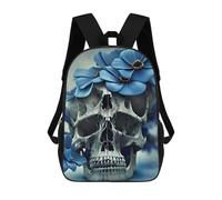 sinyumoney Mochilas Para Niños Blue Flower Skull I Mochila Escolar Impresa En 3D Para Niños Mochilas De Viaje De Moda Para Niños Estudiantes Escolares 17inch