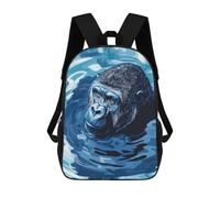 sinyumoney Mochilas Para Niños Blue Gorilla in Water Digital Art Mochila Escolar Impresa En 3D Para Niños Mochilas De Viaje De Moda Para Niños Estudiantes Escolares 17inch