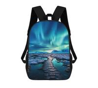 sinyumoney Mochilas Para Niños Blue Northern Lights Lake Mochila Escolar Impresa En 3D Mochila De Moda Mochilas Escolares De Viaje Para La Escuela O Viajes 17inch