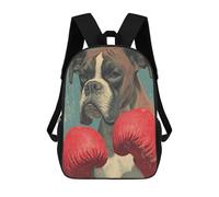 sinyumoney Mochilas Para Niños Boxer Dog with Boxing Gloves Mochila Escolar Impresa En 3D Para Niños Mochilas De Viaje De Moda Para Niños Estudiantes Escolares 17inch