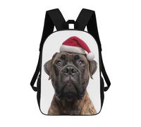 sinyumoney Mochilas Para Niños Bullmastiff Dog with Santa Hat Portrait Mochila Escolar Impresa En 3D Para Niños Mochilas De Viaje De Moda Para Niños Estudiantes Escolares 17inch