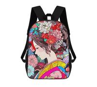 sinyumoney Mochilas Para Niños Calm Girl Kimono Flowers Mochila Escolar Impresa En 3D Mochila De Moda Mochilas Escolares De Viaje Para La Escuela O Viajes 17inch