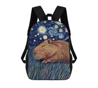 sinyumoney Mochilas Para Niños Capybara in Starry Night Style Mochila Escolar Impresa En 3D Para Niños Mochilas De Viaje De Moda Para Niños Estudiantes Escolares 17inch