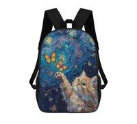 sinyumoney Mochilas Para Niños Cat Reaching for Butterflies in Starry Night Mochila Escolar Impresa En 3D Mochila De Moda Mochilas Escolares De Viaje Para La Escuela O Viajes 17inch