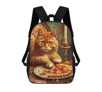 sinyumoney Mochilas Para Niños Cat with Pizza And Candle Mochila Escolar Impresa En 3D Para Niños Mochilas De Viaje De Moda Para Niños Estudiantes Escolares 17inch