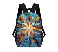 sinyumoney Mochilas Para Niños Celestial Snowflake - Abstract Winter Geometry in Gold & Blue Mochila Escolar Impresa En 3D Para Niños Mochilas De Viaje De Moda Para Niños Estudiantes Escolares 17inch