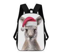 sinyumoney Mochilas Para Niños Christmas Kangaroo with Santa Hat Portrait Mochila Escolar Impresa En 3D Mochila De Moda Mochilas Escolares De Viaje Para La Escuela O Viajes 17inch