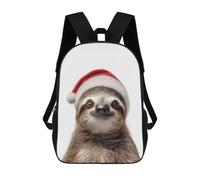 sinyumoney Mochilas Para Niños Christmas Sloth with Santa Hat Portrait Mochila Escolar Impresa En 3D Para Niños Mochilas De Viaje De Moda Para Niños Estudiantes Escolares 17inch
