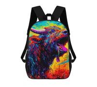 sinyumoney Mochilas Para Niños Colorful Bull Painting Mochila Escolar Mochila Para Niños Mochila De Viaje Mochilas Para Libros Mochila Impresa En 3D Para Niños Y Niñas 17inch