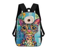 sinyumoney Mochilas Para Niños Colorful Cat with Toilet Paper Mochila Escolar Impresa En 3D Para Niños Mochilas De Viaje De Moda Para Niños Estudiantes Escolares 17inch