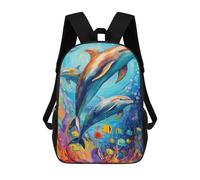 sinyumoney Mochilas Para Niños Colorful Dolphins Underwater-1 Mochila Escolar Impresa En 3D Mochila De Moda Mochilas Escolares De Viaje Para La Escuela O Viajes 17inch