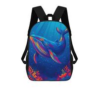 sinyumoney Mochilas Para Niños Colorful Whale in Deep Blue Sea Pop Art Mochila Escolar Impresa En 3D Para Niños Mochilas De Viaje De Moda Para Niños Estudiantes Escolares 17inch