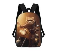 sinyumoney Mochilas Para Niños Cool Cat Riding Motorcycle Mochila Escolar Mochila Para Niños Mochila De Viaje Mochilas Para Libros Mochila Impresa En 3D Para Niños Y Niñas 17inch