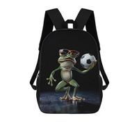 sinyumoney Mochilas Para Niños Cool Frog with Soccer Ball Mochila Escolar Para Niños Mochila De Viaje Mochila Escolar Para Estudiantes Bolsa Para Libros Y Material Escolar Mochilas Escolares 17inch