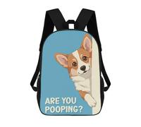 sinyumoney Mochilas Para Niños Corgi Peeking Are You Pooping Mochila Escolar Impresa En 3D Para Niños Mochilas De Viaje De Moda Para Niños Estudiantes Escolares 17inch