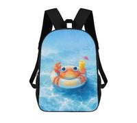 sinyumoney Mochilas Para Niños Crab on Float with Drink Mochila Escolar Para Niños Mochila De Viaje Mochila Escolar Para Estudiantes Bolsa Para Libros Y Material Escolar Mochilas Escolares 17inch