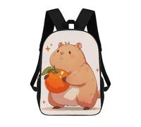 sinyumoney Mochilas Para Niños Cute Capybara with Orange Mochila Escolar Mochila Para Niños Mochila De Viaje Mochilas Para Libros Mochila Impresa En 3D Para Niños Y Niñas 17inch