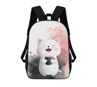 sinyumoney Mochilas Para Niños Cute Cat with Coffee Mochila Escolar Impresa En 3D Mochila De Moda Mochilas Escolares De Viaje Para La Escuela O Viajes 17inch