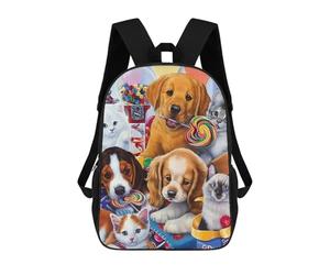 sinyumoney Mochilas Para Niños Cute Puppies And Kittens Party Mochila Escolar Mochila Para Niños Mochila De Viaje Mochilas Para Libros Mochila Impresa En 3D Para Niños Y Niñas 17inch