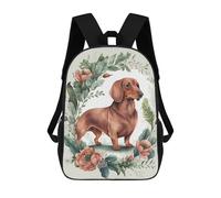 sinyumoney Mochilas Para Niños Dachshund Floral Portrait Mochila Escolar Para Niños Mochila De Viaje Mochila Escolar Para Estudiantes Bolsa Para Libros Y Material Escolar Mochilas Escolares 17inch