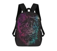 sinyumoney Mochilas para niños Deer Moon Landscape Mochila Escolar Impresión 3D Mochila Escolar Infantil Mochila de Viaje de Moda para Niños Estudiantes, Neon Cat Animal, 17"